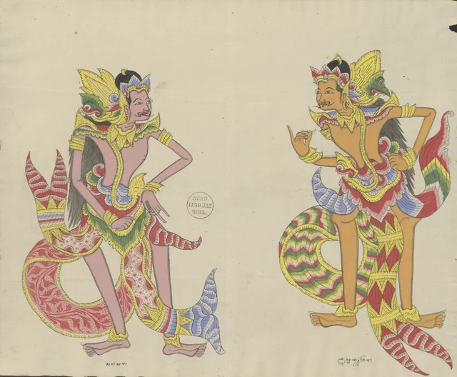 Sanga et Drestadyumna se font face, Dessins balinais de la collection Van der Tuuk