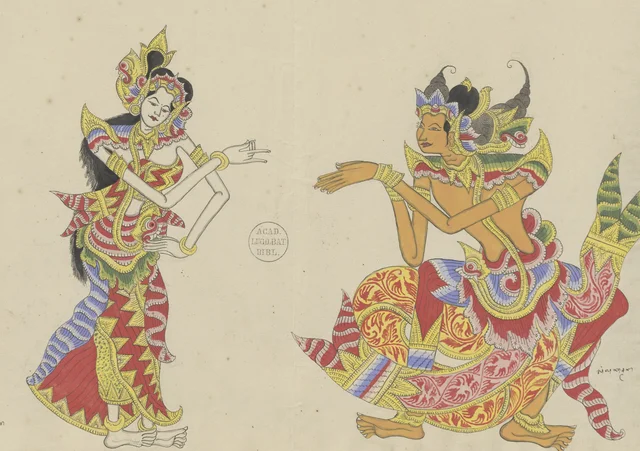 Sita ordena a Laksmana que vaya en auxilio de Rama, Dibujos balineses de la colección Van der Tuuk