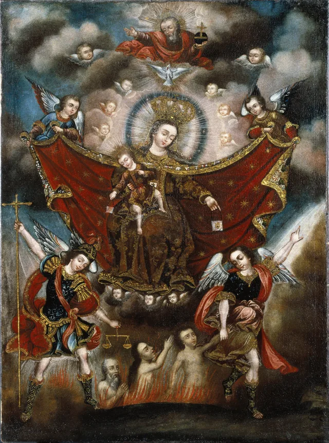A Virgem do Carmo libertando as almas do purgatório, Escola de Cusco
