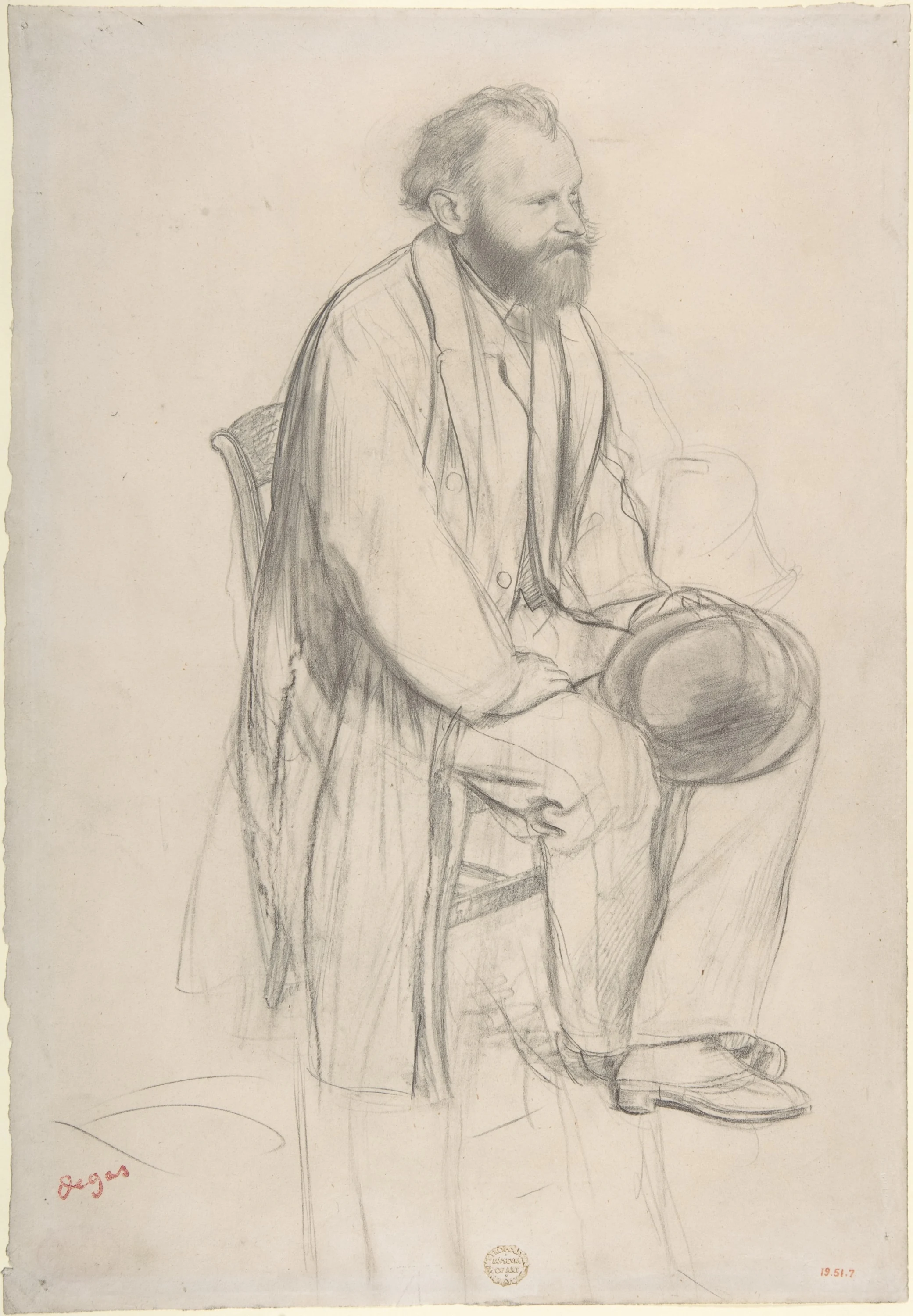 Édouard Manet, Seated, Holding His Hat, Edgar Degas