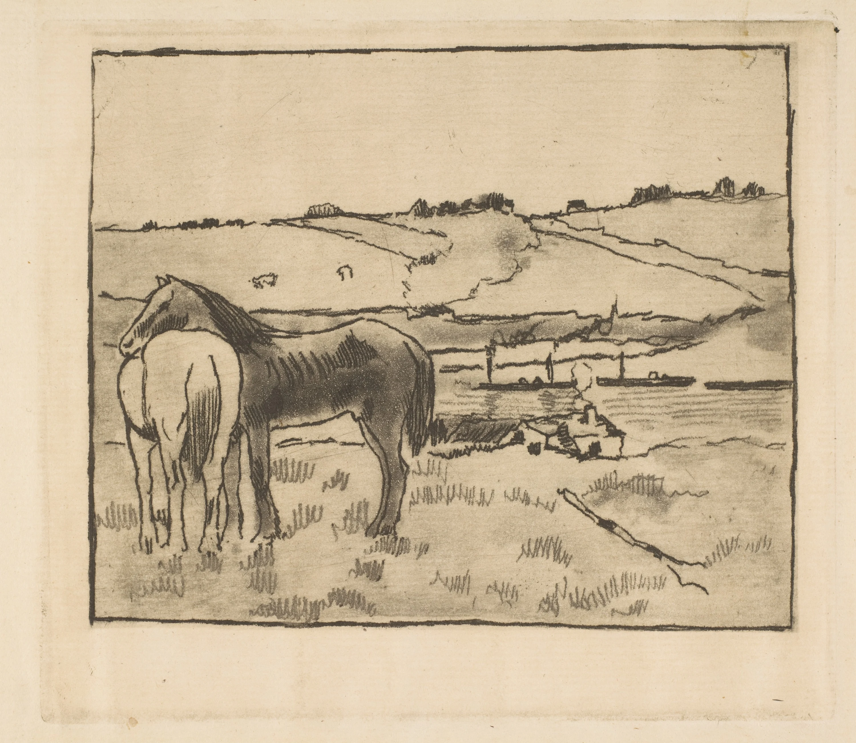 Horses in the Meadow, Edgar Degas
