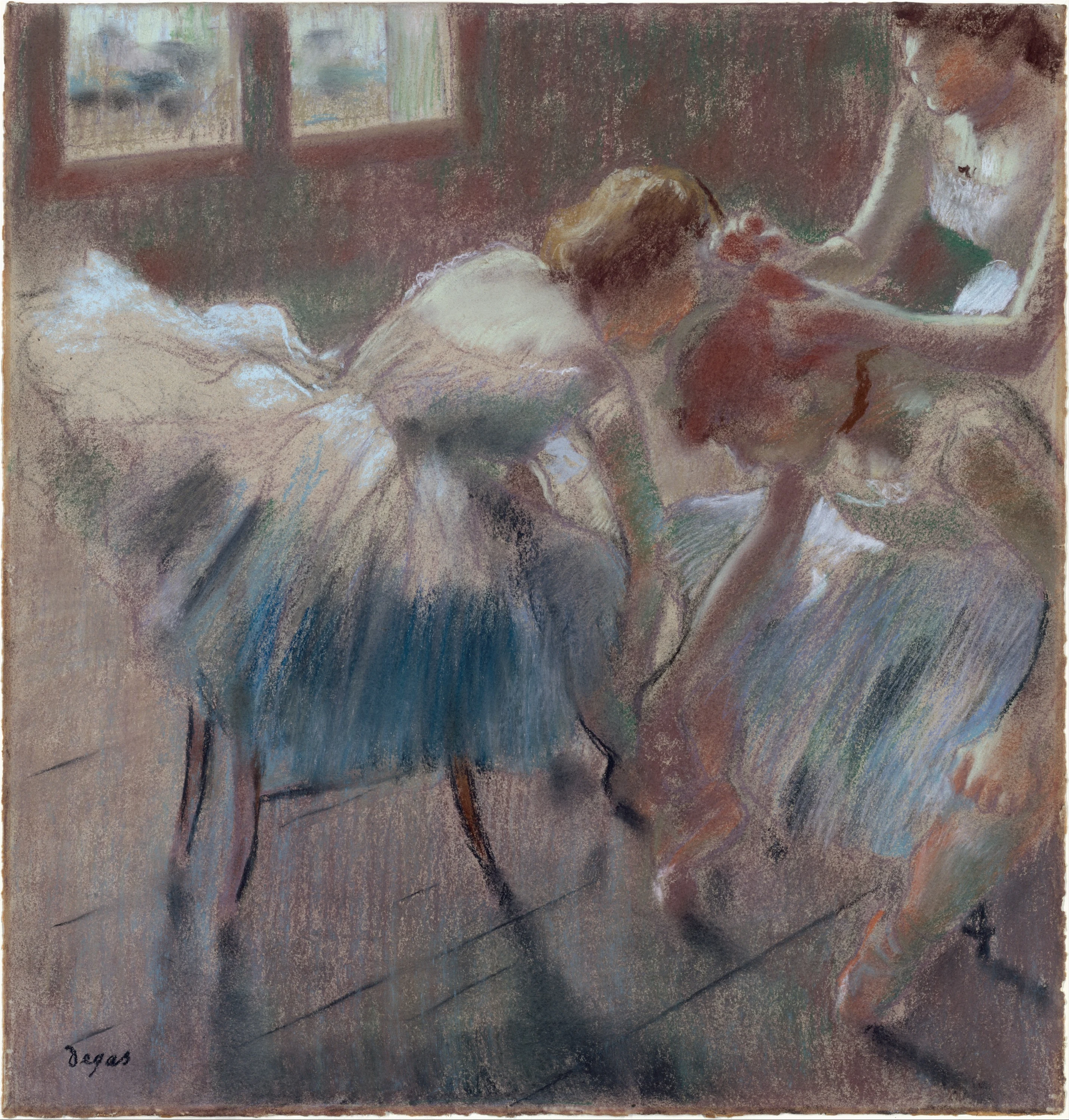 Three Dancers Preparing for Class, Edgar Degas