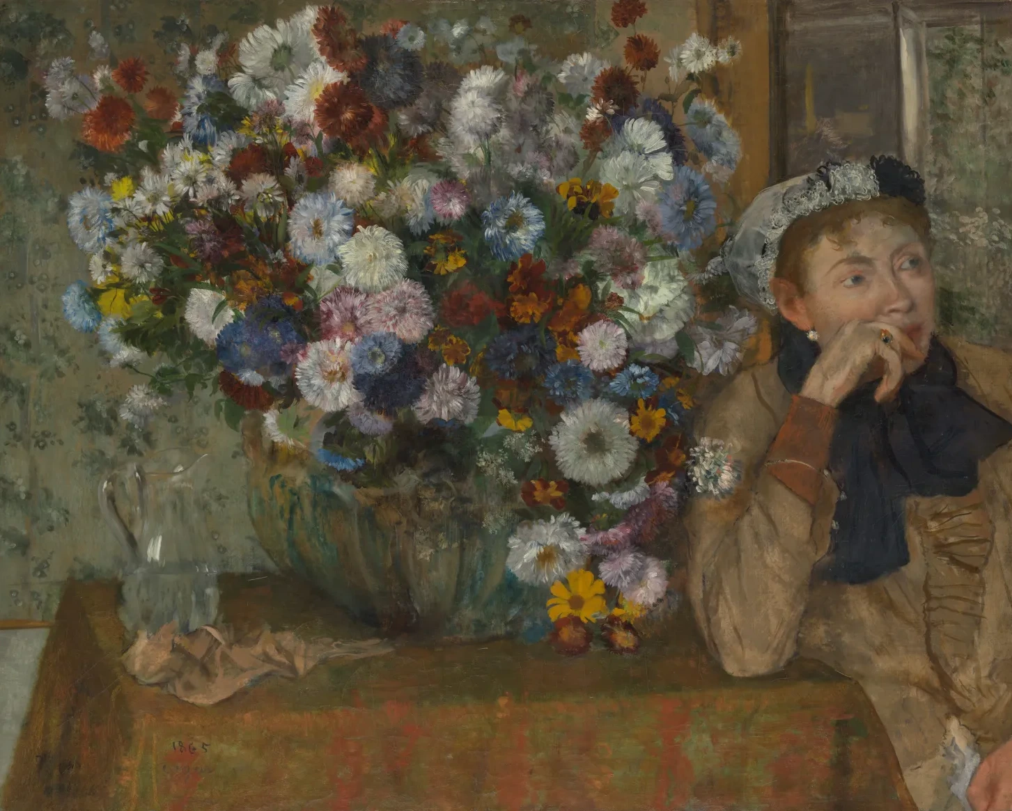 A Woman Seated beside a Vase of Flowers (Madame Paul Valpinçon?), Edgar Degas