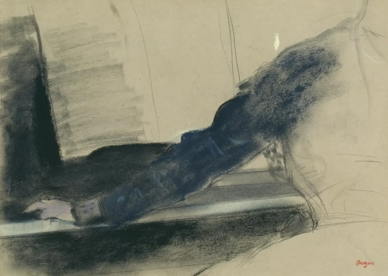 Au piano, étude de bras", Edgar Degas