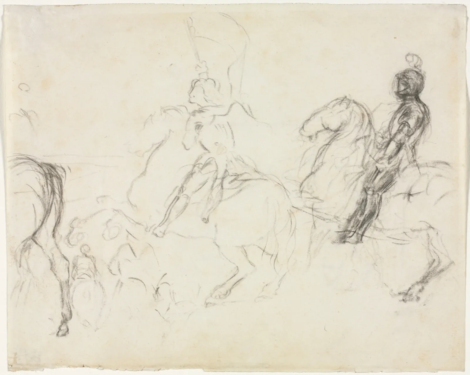 Battle Scene with Armored Figures on Horseback (recto), Edgar Degas