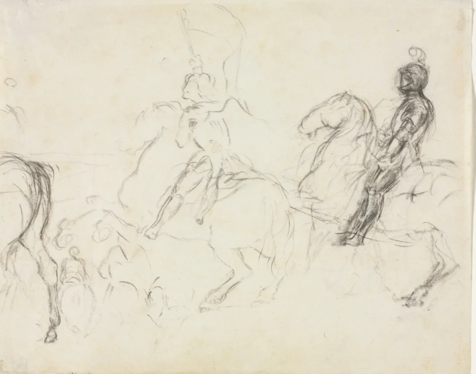 Battle Scene with Armored Figures on Horseback (recto), Edgar Degas