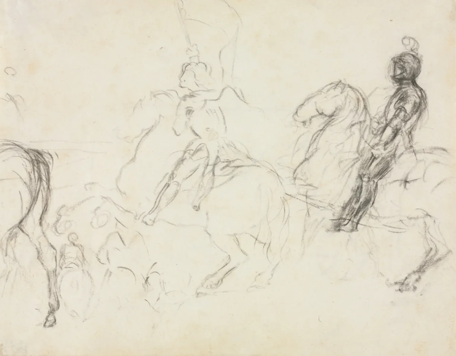 Scène de bataille avec figures en armure à cheval (recto), Edgar Degas