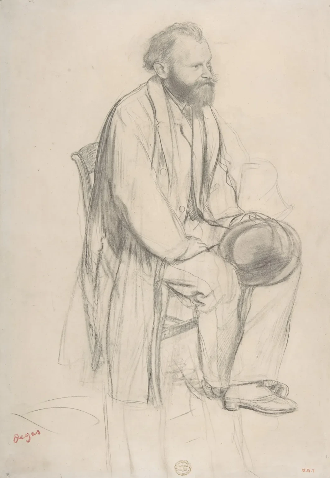 Édouard Manet, Seated, Holding His Hat, Edgar Degas
