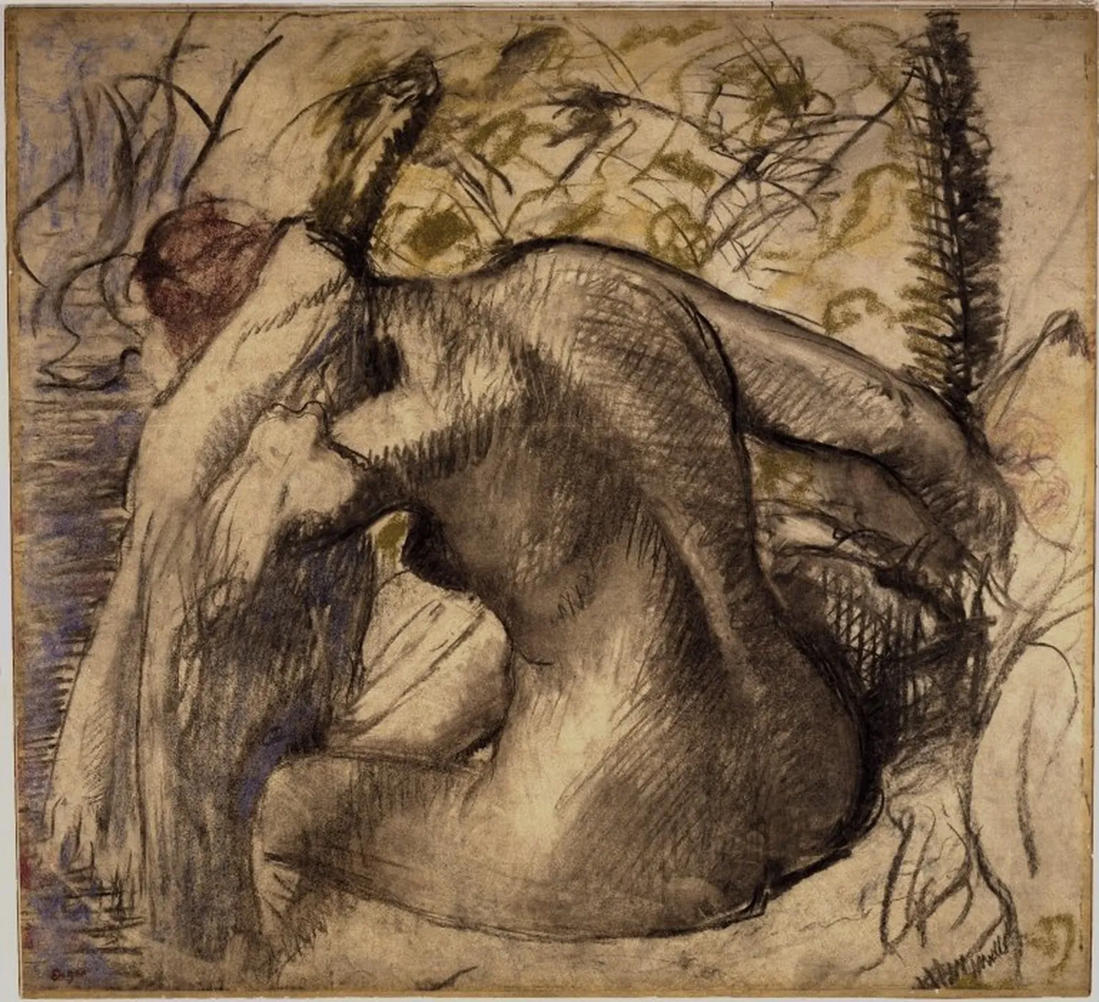 Femme nue assise s'essuyant les cheveux, Edgar Degas