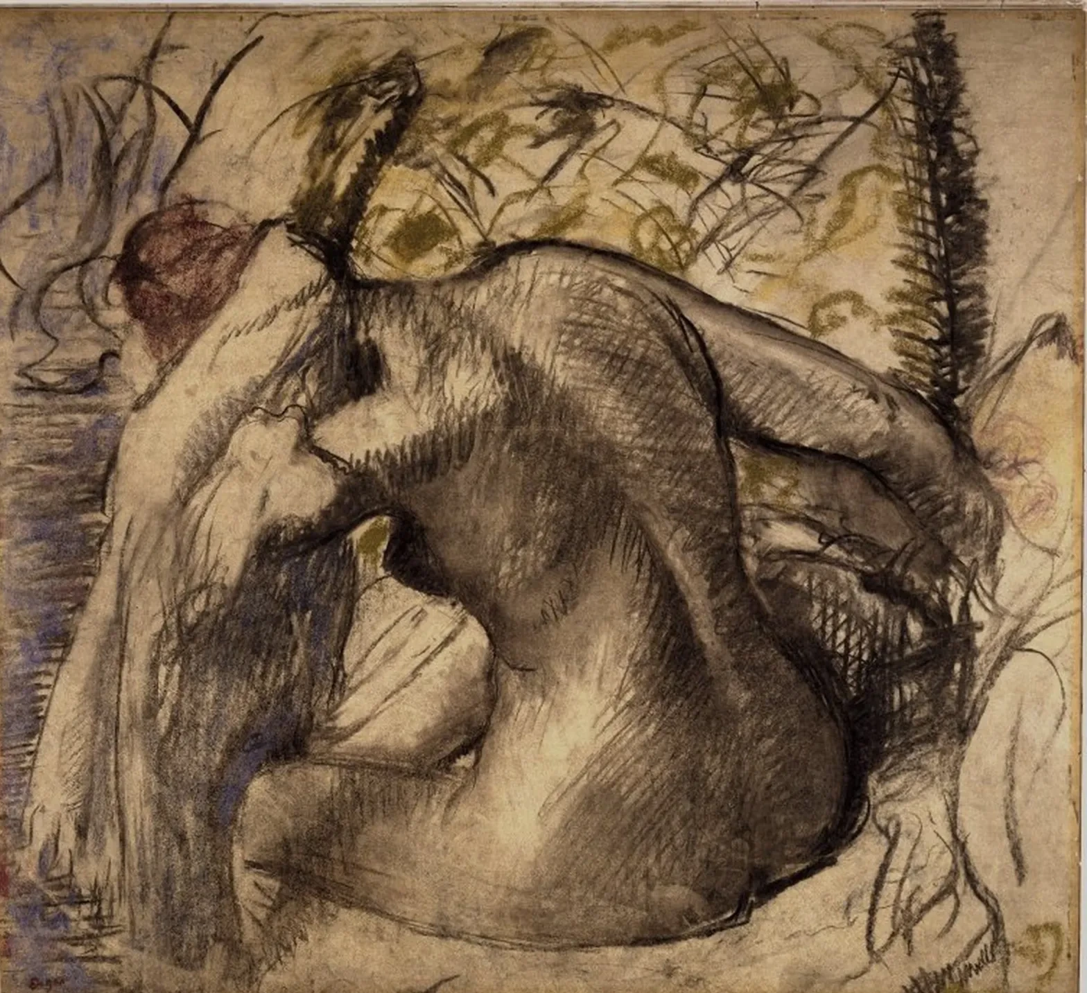 Femme nue assise s'essuyant les cheveux, Edgar Degas