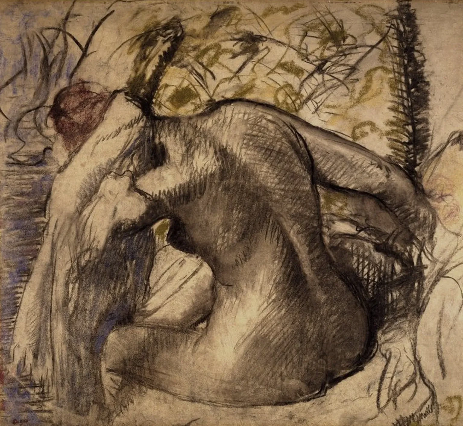 Femme nue assise s'essuyant les cheveux, Edgar Degas