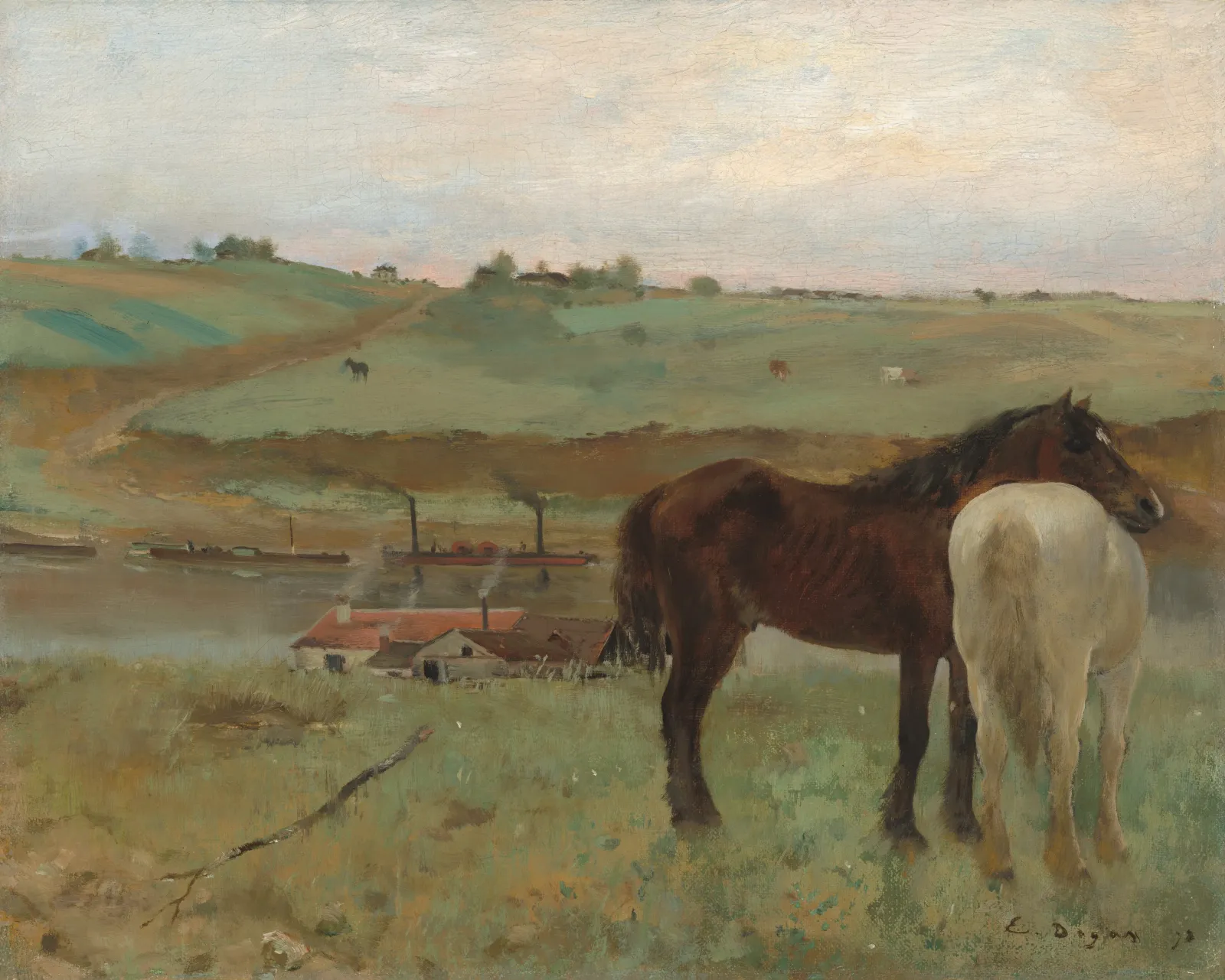 Horses in a Meadow, Edgar Degas