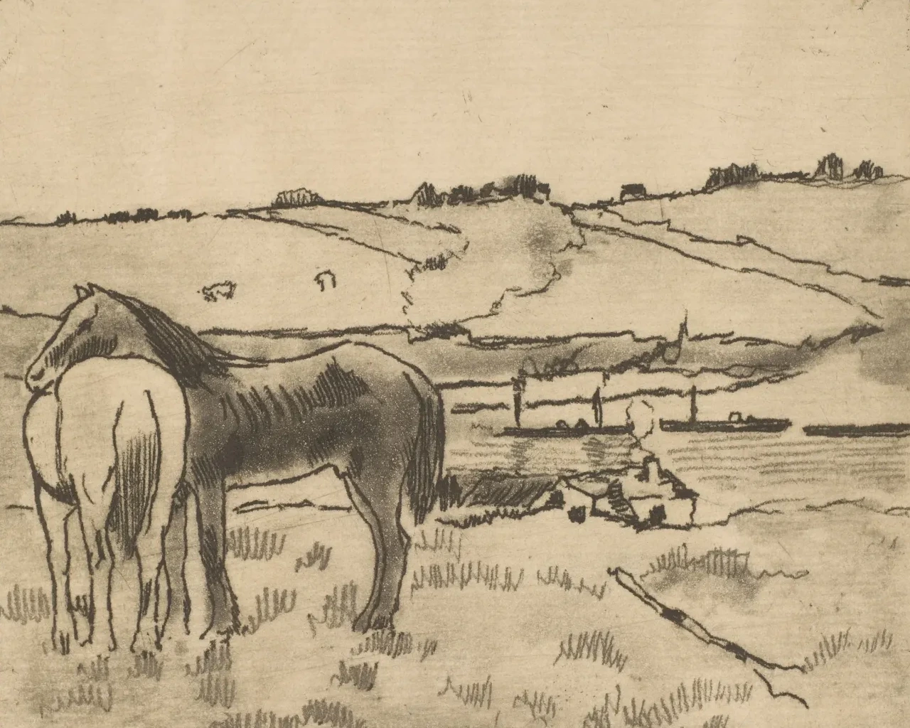 Chevaux dans la prairie, Edgar Degas