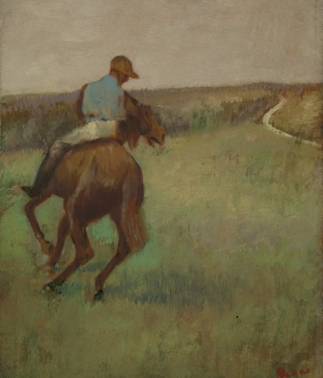 Jockey in Blue on a Chestnut Horse, Edgar Degas