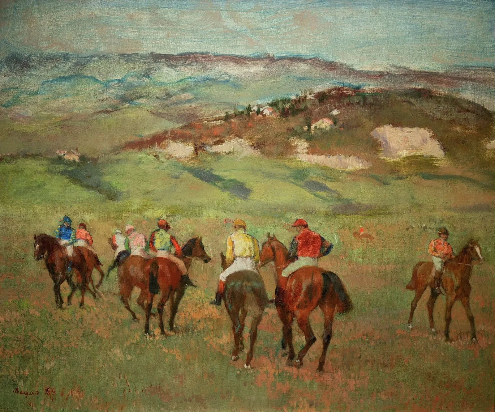 Jockeys on Horseback before Distant Hills, Edgar Degas