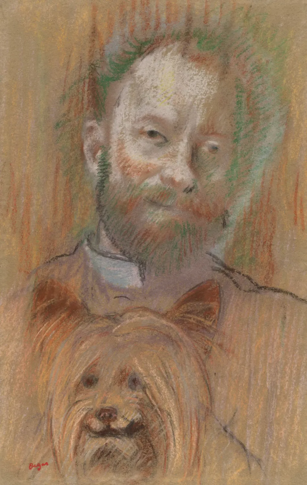 Ludovic Lepic Holding His Dog, Edgar Degas
