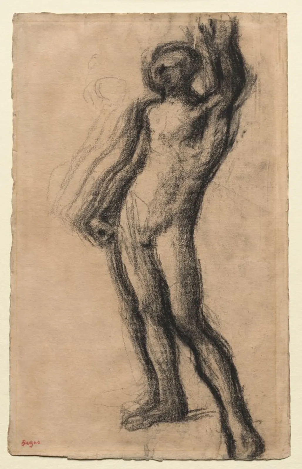 Nude Man Standing, with Left Hand Raised, Edgar Degas