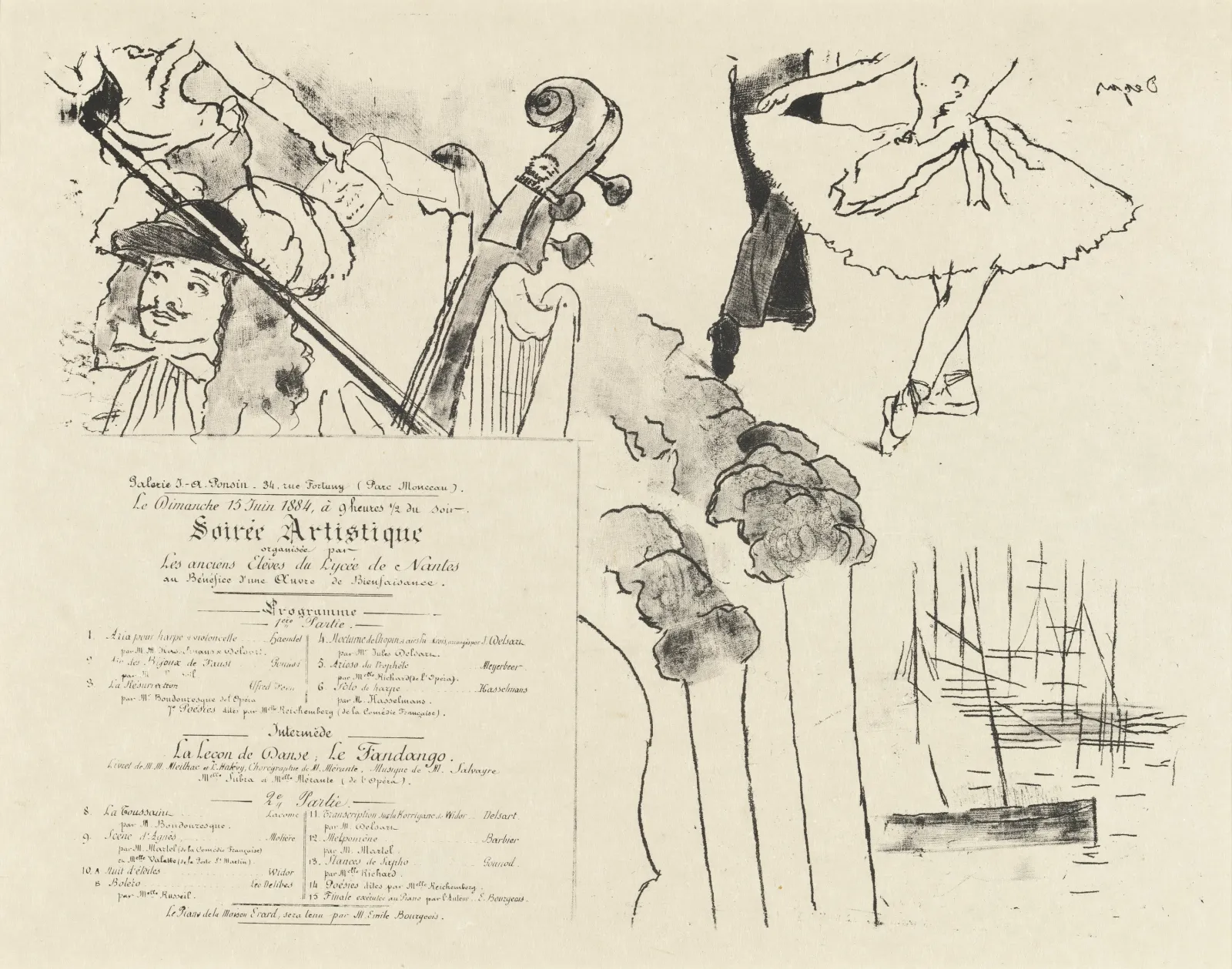 Program for the Soiree Artistique (Programme de la Soirée des anciens élèves du Lycée de Nantes), Edgar Degas