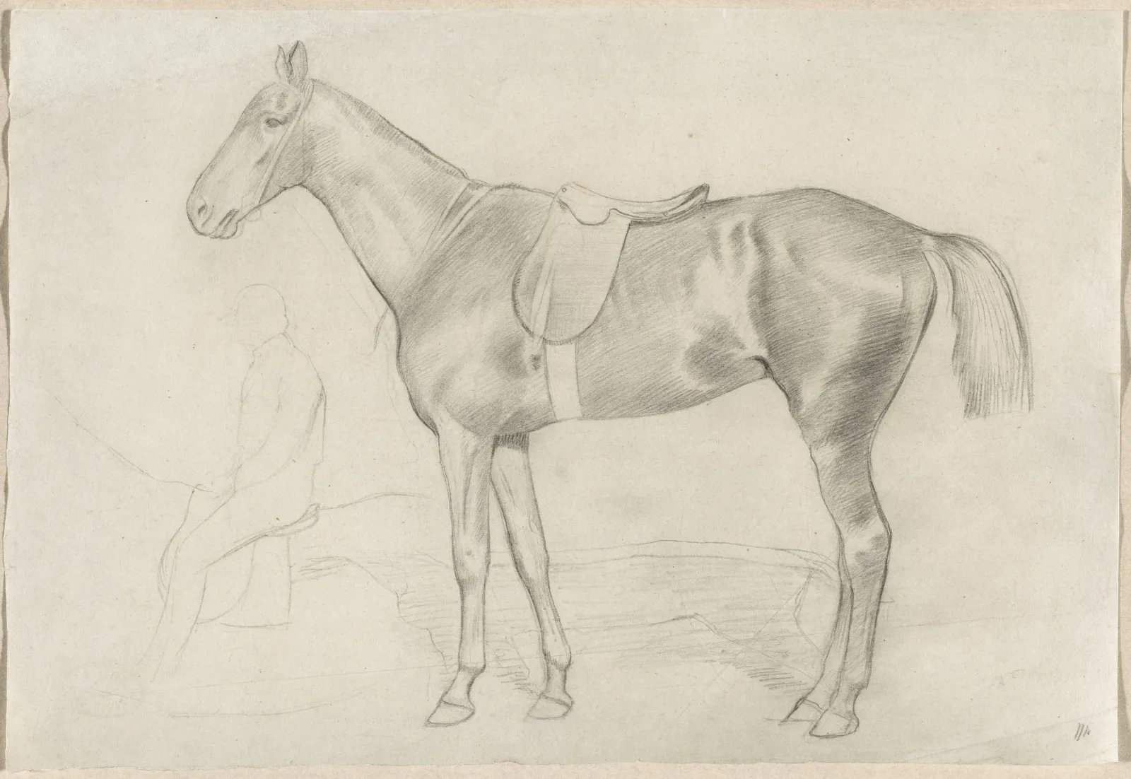 Saddled Horse with a Study of a Rider, Edgar Degas