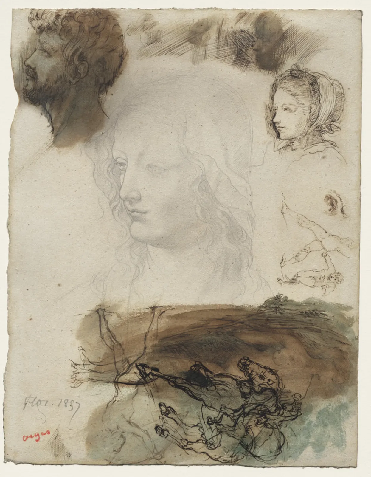 Sheet of Studies and Sketches, Edgar Degas