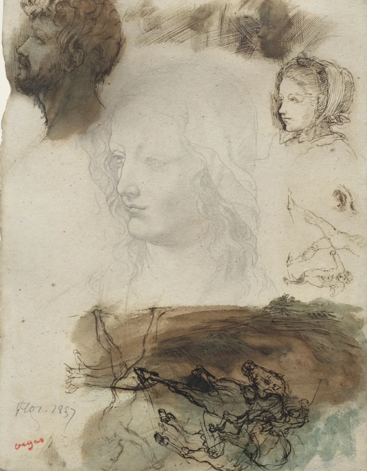 Sheet of Studies and Sketches, Edgar Degas