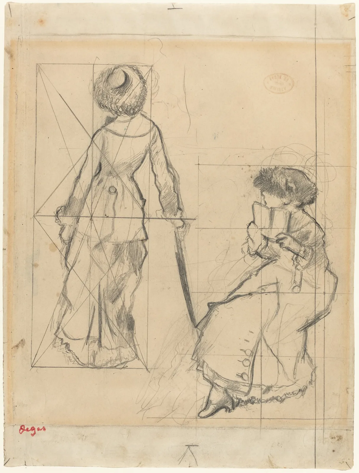 Study for "Mary Cassatt at the Louvre" [recto], Edgar Degas