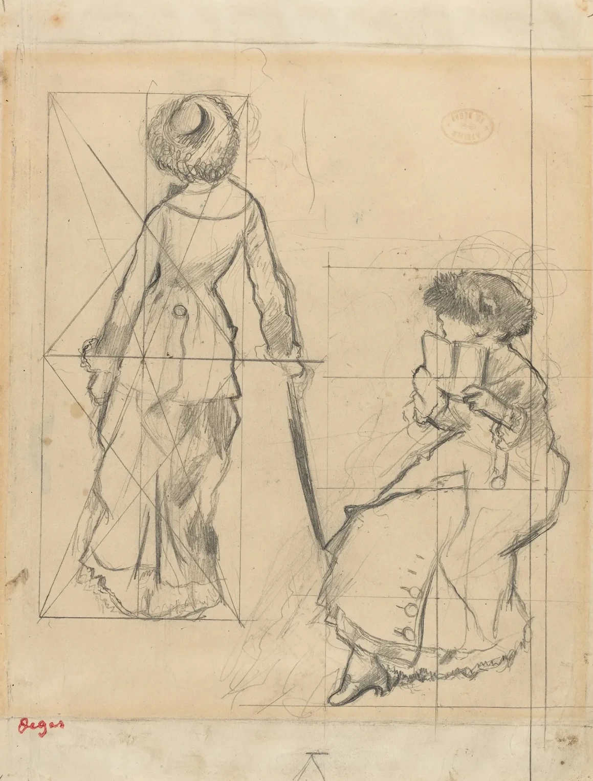 Study for "Mary Cassatt at the Louvre" [recto], Edgar Degas