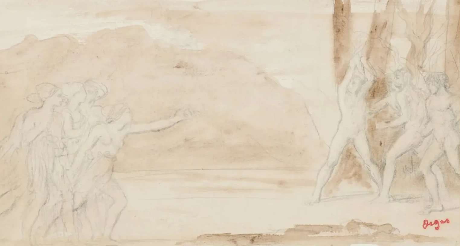 Study for the painting Petites filles spartiates provoquant des garçons, Edgar Degas