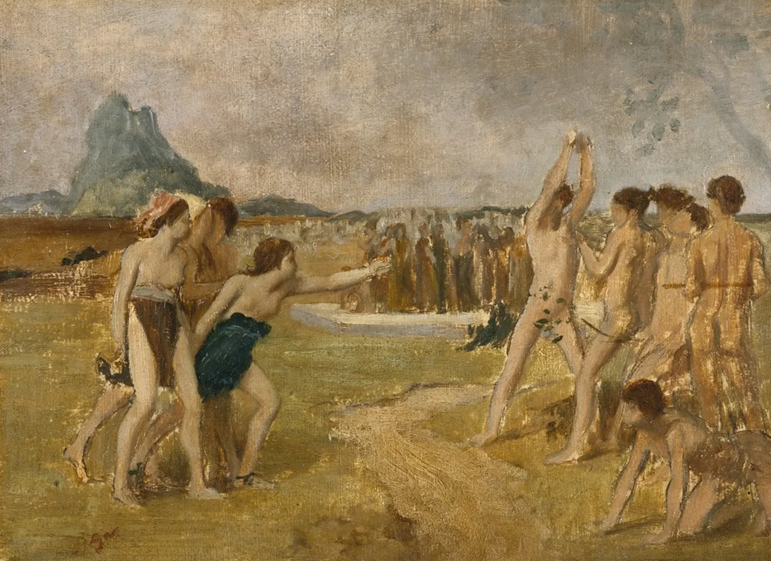 Study for "Young Spartan Girls Challenging Boys", Edgar Degas