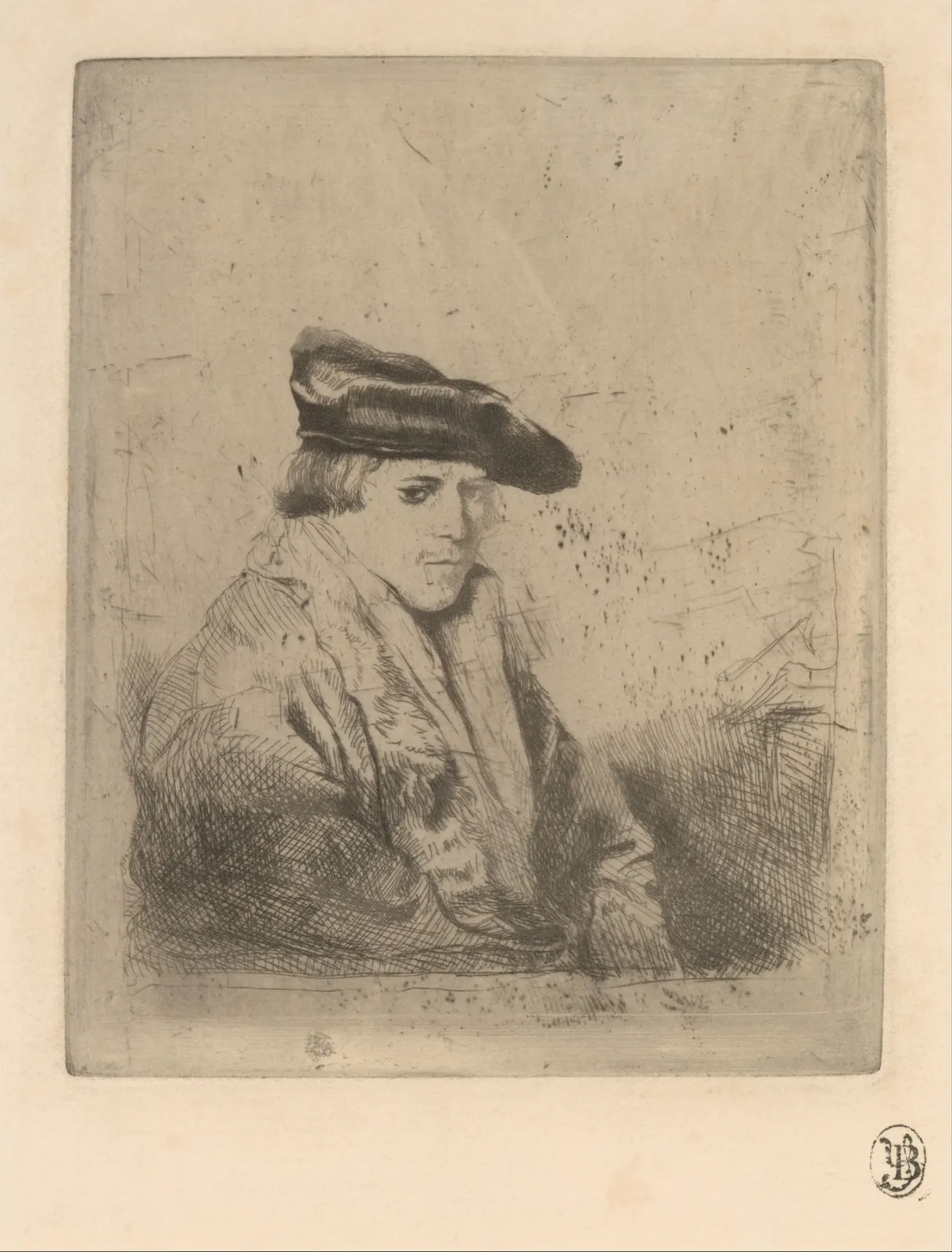 Young Man, Seated, in a Velvet Beret, after Rembrandt, Edgar Degas