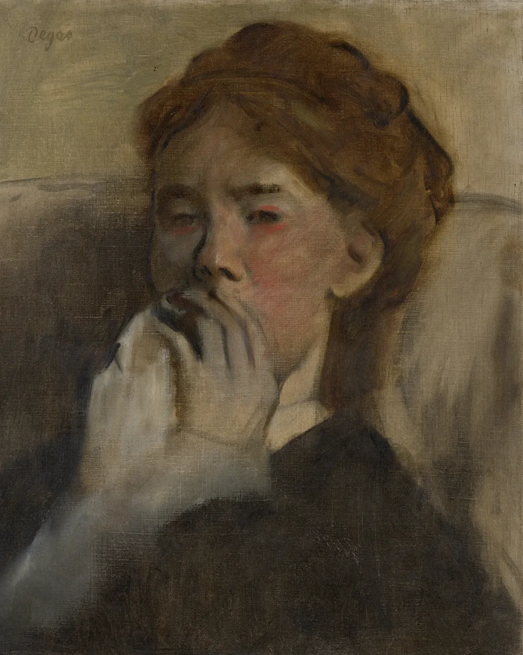 Young Woman with Her Hand over Her Mouth, Edgar Degas