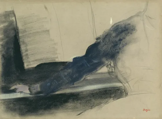Au piano, étude de bras"