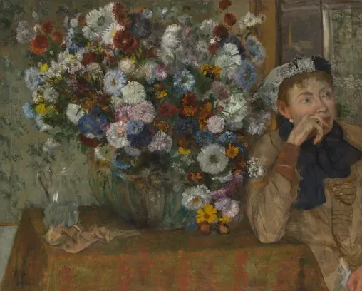A Woman Seated beside a Vase of Flowers (Madame Paul Valpinçon?)