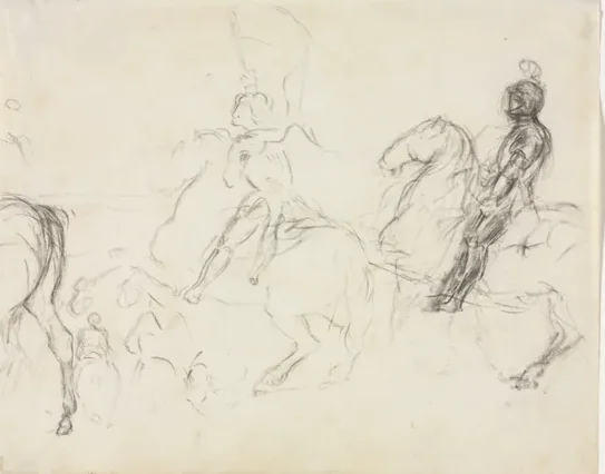 Battle Scene with Armored Figures on Horseback (recto)