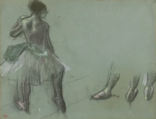 Dancer Seen from Behind and Three Studies of Feet