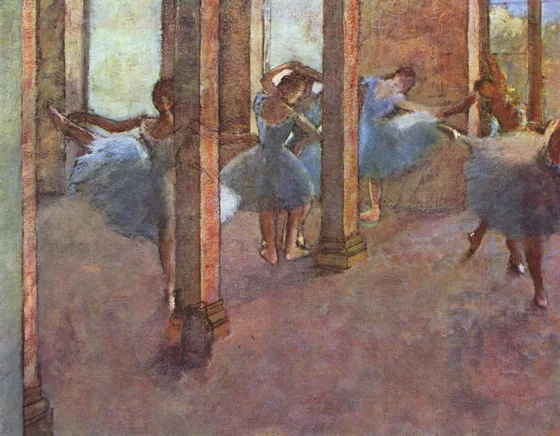 Dancers practicing in the Foyer