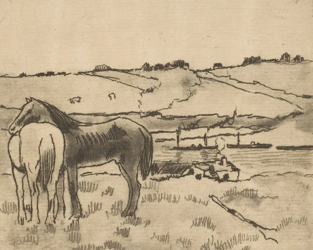 草原の馬
