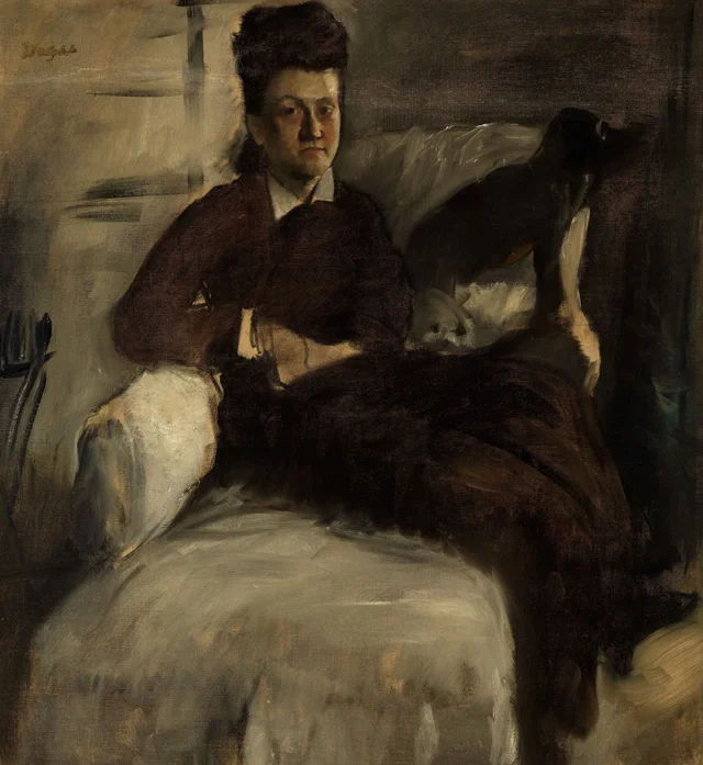 La señora Jeantaud en su chaise longue con dos perros