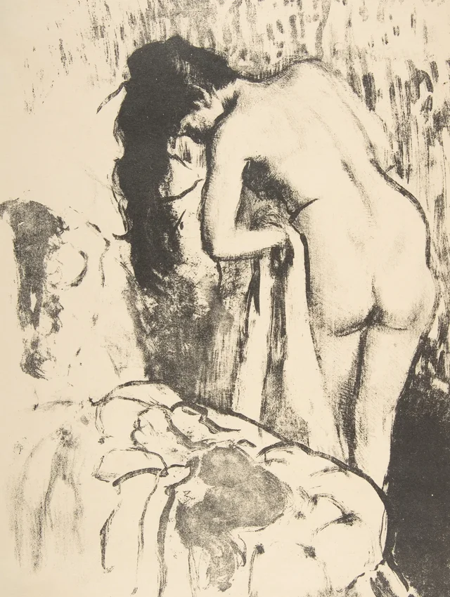 Mujer desnuda de pie, secándose, Edgar Degas