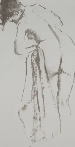 Nude Woman with Towel, Standing