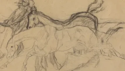 Racehorses (study for "Scene from the Steeplechase: The Fallen Jockey")
