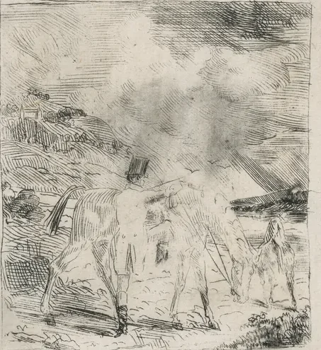 Two Sportsmen Mounting Their Horses