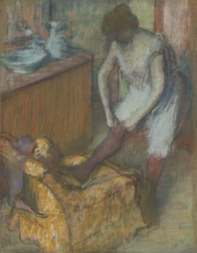 Mujer poniéndose las medias, Edgar Degas