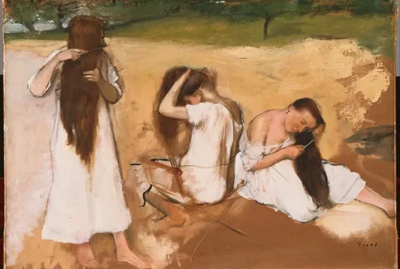Women Combing Their Hair