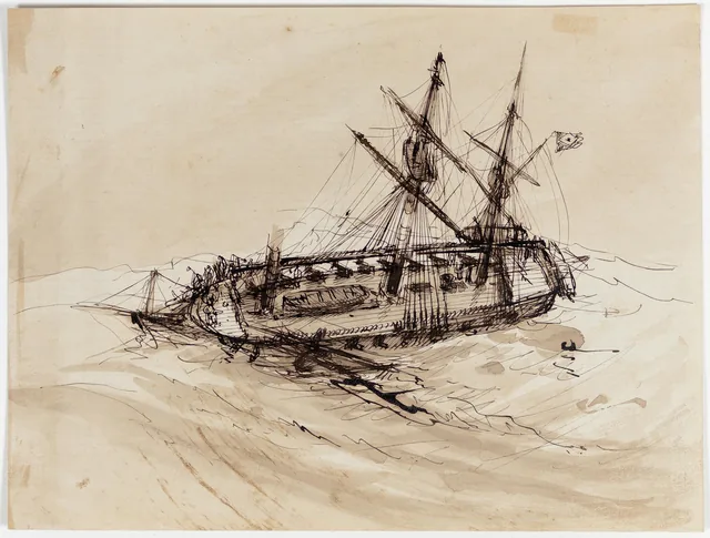 Navio brasileiro adernado