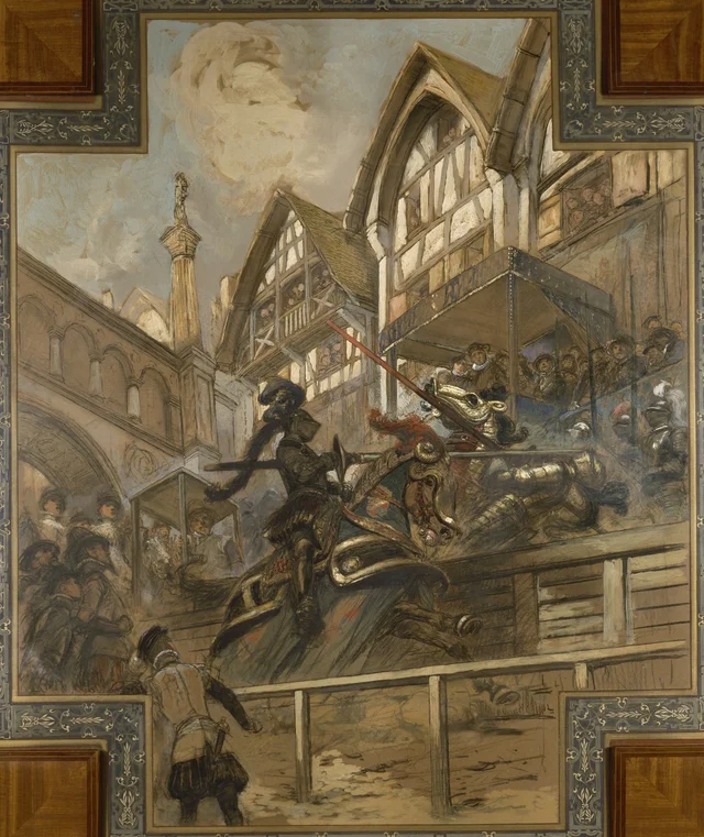 1559年、トゥルネル館の馬上槍試合で致命傷を負うアンリ2世, エドゥアール・ドゥタイユ