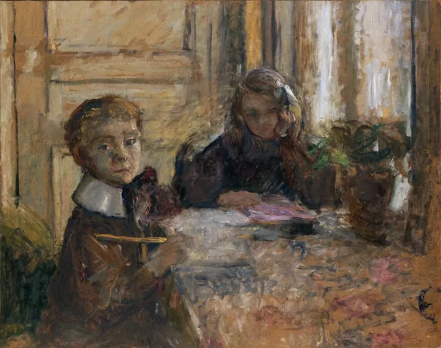 Annette e Jacques Roussel fazendo a lição de casa