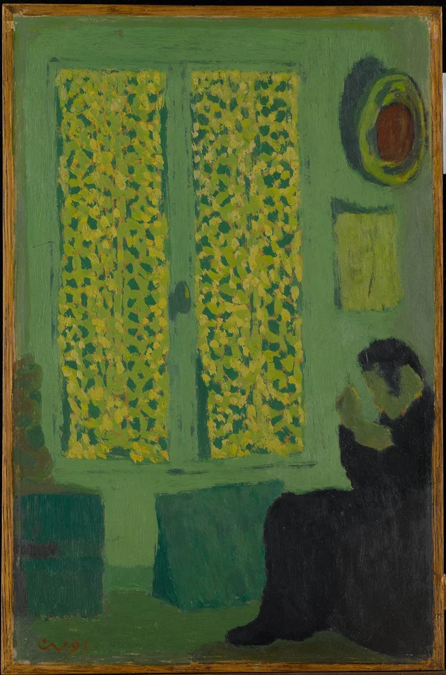 The Green Interior (Figure Seated by a Curtained Window)