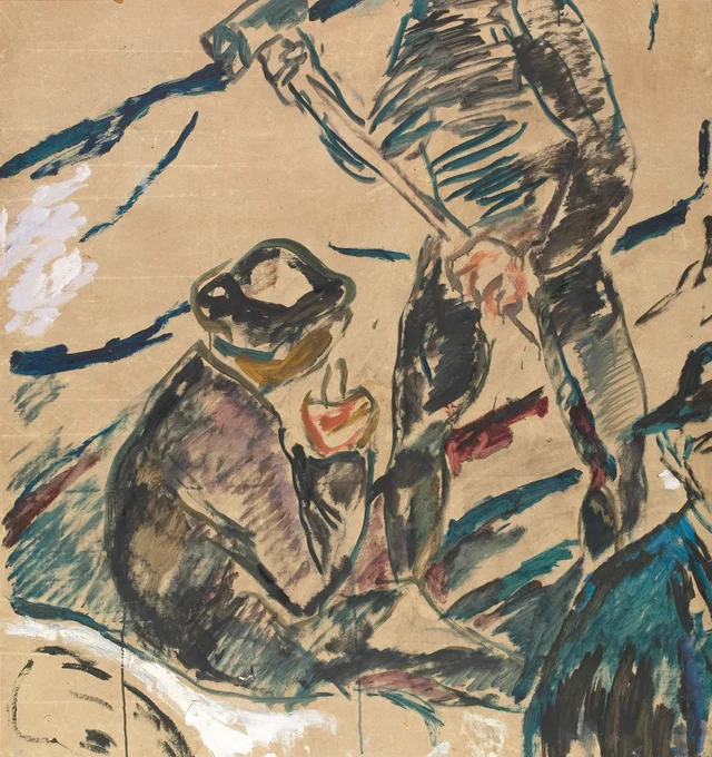 Ouvriers dans la neige : fragment, Edvard Munch