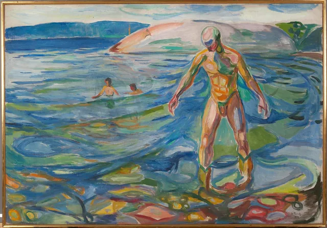 水浴する男